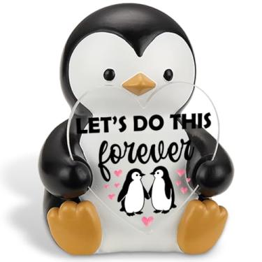 Imagem de CWGOTC Estatueta fofa de casal de pinguim, decoração romântica para sempre de mesa para namorado, namorada, marido esposa, lembrança de aniversário do dia dos namorados YPE12
