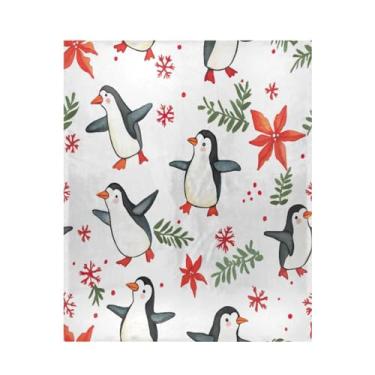 Imagem de Blueangle Cobertor de pinguins de Natal com desenho animado, supermacio, quente, aconchegante, leve para todas as estações, cobertor de lã para cama ou sofá, fácil de cuidar (127 x 152 cm) #57