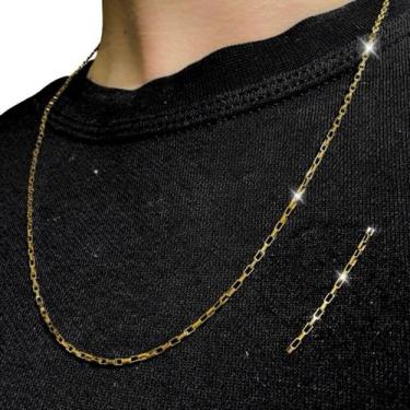 Imagem de Corrente Tijolinho Dourada Aço Inox 18K Colar Masculino Feminino Uniss