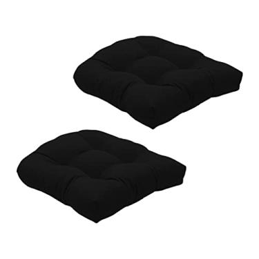 Imagem de WeiLaiKeQi Almofada de Assento Tufada, para Pátio, Almofada de Chão Tatami para Casa E Jardim, 48 Cm X 48 Cm, Pacote com 2 Unidades, Preto