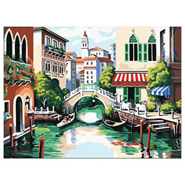 Imagem de Kit de Pintura por Número em Tela a Óleo DIY Padrão Casa Contos Fadas para Adultos Iniciantes Arte Decorção Parede Residencial Presente Sem Moldura