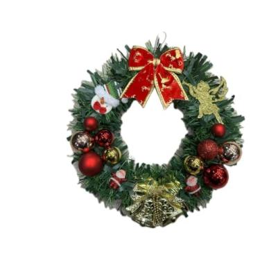 Imagem de Guirlanda de Natal com Bolas Nevada e Verde - 3 Tamanhos (25/30/35cm), Enfeite Festivo para Porta, Sala e Ambientes Natalinos Acolhedores (verde enfeitado com bolas,30 cm)