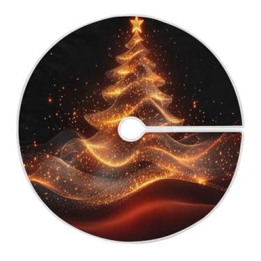 Imagem de Blueangle Saia de poliéster macio para árvore de Natal com estrelas brilhantes de 90 cm para decoração de árvore de Natal (488)