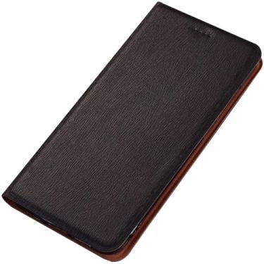 Imagem de HAOMRIYL Capa de couro para iPhone 16E, capa carteira fina com suporte para cartão de crédito, capa de proteção total, textura de madeira, preta, 16E