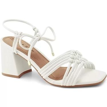 Imagem de Sandália Ramarim Salto Bloco Amarração Feminina - Branco - 34
