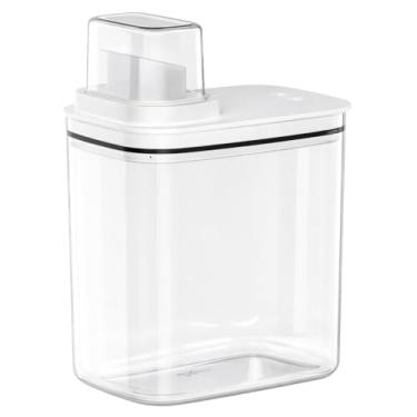 Imagem de Dispenser Organizador Lavanderia 1,5L Flow Porta Sabão em Pó E Líquido Amaciante Tampa Medidora (Branco)