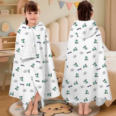 Imagem de VOOVA & MOVAS Toalha de banho infantil com capuz (3-8 anos) – Toalha de banho absorvente macia 100% algodão (76.2 cm x 127.0 cm) – Perfeito para piscina, praia, banho, crocodilo