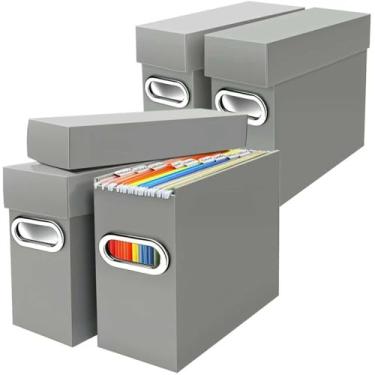 Imagem de Naleyber Caixa organizadora de arquivos com tampa e alça, caixa de armazenamento de pasta de arquivos resistente para tamanho carta, organizador de arquivamento portátil para escritório, casa, sala de