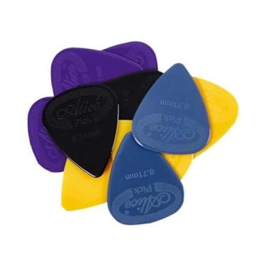 Imagem de Palhetas De Guitarra Alice De Nylon Antiderrapantes Pretas E Brancas 1