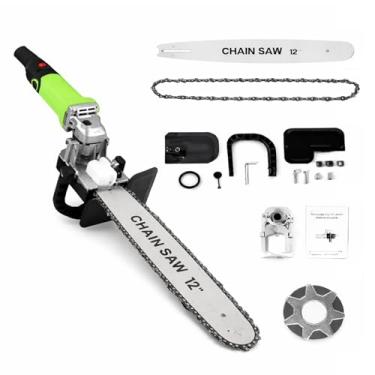 Imagem de Kit Adaptador para Esmerilhadeira 2 em 1 Converte em Motosserra, com Corrente Temperada e Barra Guia de 12″ para Corte de Lenha, Poda e Carpintaria