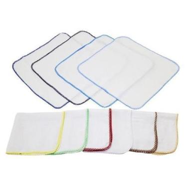 Imagem de Kit 5 Pano De Boca Quadriculado Liso 100% Algodão Masculino - Dugu