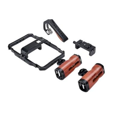 Imagem de Conjunto de gaiola para celular Rabbit com duas alças portátil universal transmissão ao vivo fotografia filmagem vídeo interfaces Cold Shoe furos rosca 1 4 kit liga alumínio