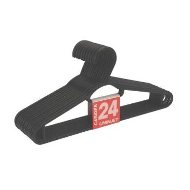 Imagem de Kit Conjunto Jogo 24 Cabides Pretos Estrutura reforçada e durável Comp