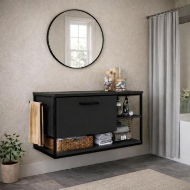 Imagem de Armário Banheiro Gabinete para Cuba Pia Suspenso Porta Toalha - LaCasa