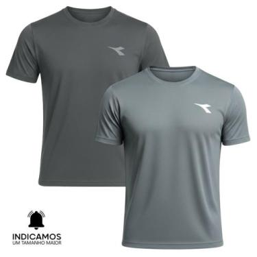 Imagem de Kit 2 Camisetas Diadora Small Logo Masculina - Chumbo e Grafite G, G