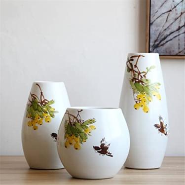 Imagem de Ornamentos conjunto de chá vaso de cerâmica hidropônico sala de chá amostra Ornam Ts vaso de flores secas sala de estar conjunto de três peças artesanato/verde/um conjunto (verde um conjunto)
