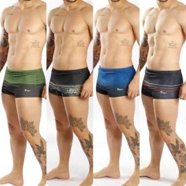Imagem de Kit 4 Sungas Masculina Boxer Estampadas Forrada Praia Verão-Masculino