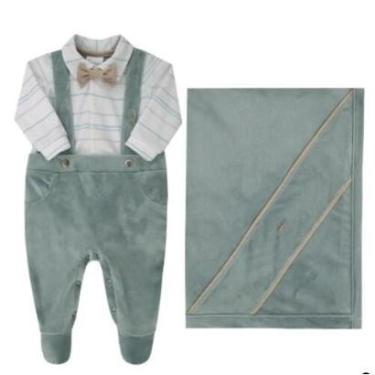 Imagem de Kit Saída Maternidade Luxo Bebê Menino Plush Paraiso 17735-Masculino