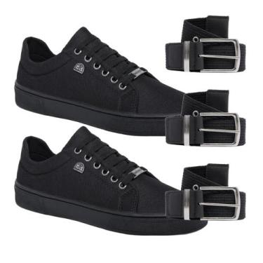Imagem de Kit de 2 Tênis Casual Masculino Confortável Dia a Dia + 3 Cintos Estil