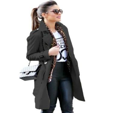 Imagem de Sobretudo Feminino Casaco Trench Coat com cinto, forrado, jaqueta, jaq