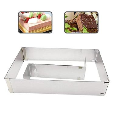 Imagem de Anel de Bolo Retangular Aço Inoxidável Ajustável Cortador Mousse Ferramenta Confeitaria para Assar Acessório Cozinha Lavável na Máquina Lavar Louças Sobremesas Festa e Restaurante
