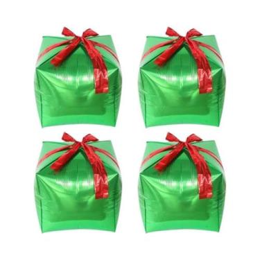 Imagem de Caixas De Presente De Natal Vermelhas E Verdes 4pcs Balões De Folha De
