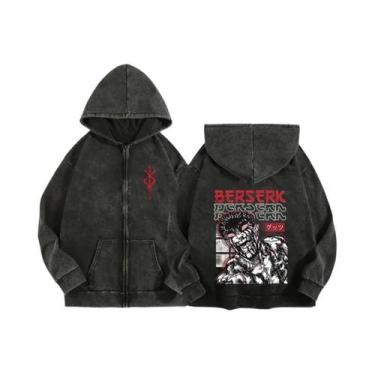 Imagem de Moletom Unissex Com Zíper E Capuz Estampado Anime Berserk Harajuku Gót