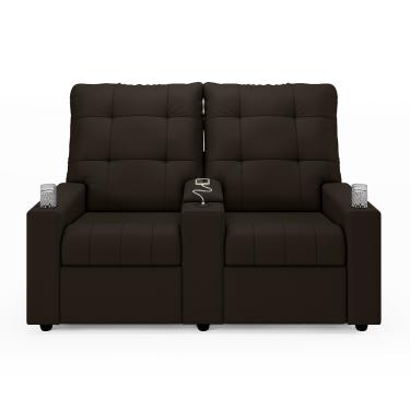Imagem de Poltrona Reclinável Para Cinema Parma 2 Lugares Baú USB PU Marrom F FH1 - D'Rossi