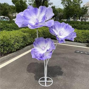 Imagem de Flores artificiais gigantes para decoração - adereços de flores enormes com base em pé para festas de jardim ao ar livre, vitrines de lojas e decoração de casa