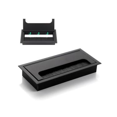 Imagem de Ilhós de mesa - 80/100/120 mm capa de placa de escova de gerenciamento de cabos para mesa de PC de escritório, organizador de porta de saída de fio, acessório de mesa durável (L 120 x C 1000 mm)