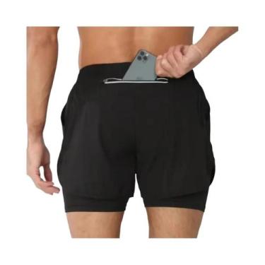 Imagem de Shorts De Treino Masculinos 2 Em 1 De Secagem Rápida Para Corrida E Mu