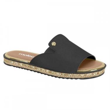 Imagem de Chinelo Moleca 5413.1331 Slide Corda Feminino, Preto, 38