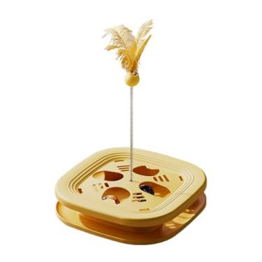 Imagem de Brinquedo de quebra-cabeça para gatos | Antiderrapante com varinha de provocação - Brinquedos para gatos autobrincar, pista de bola de sino, para treinamento de exercícios internos de gatinhos