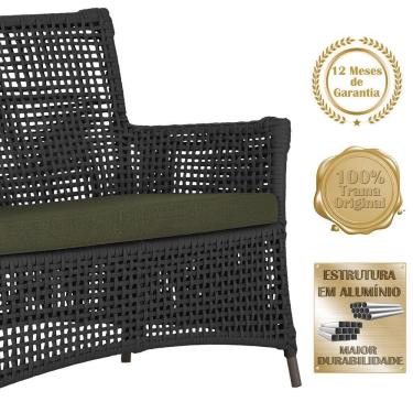 Imagem de Jogo Sofá E 2 Poltronas Igapó Alumínio Marrom E13 Trama Preto