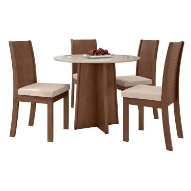 Imagem de Conjunto Mesa Celebrare 100cm Tampo Mdf/vidro 4 Cadeiras