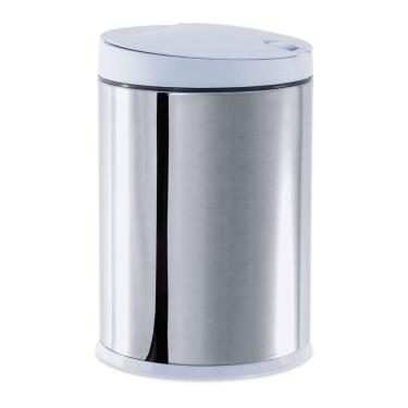Imagem de Lixeira Em Aço Inox Com Tampa Brinox Press 4 Litros Branco