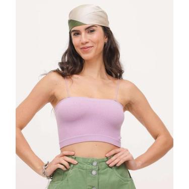 Imagem de Blusa Cropped Feminina Canelada Marisa-15723, Lilás, GG