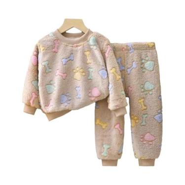 Imagem de Pijamas De Flanela Para Meninas E Meninos, Conjuntos De Manga Longa Pa