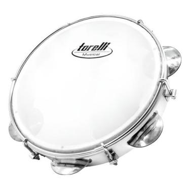 Imagem de Pandeiro 8'' Injetado Em Abs Branco Torelli Tp809