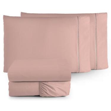 Imagem de Jogo de Cama Queen 3 Peças Liso 100% Algodão 180 Fios Toque Macio - En