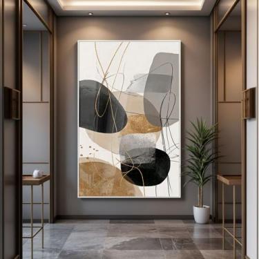 Imagem de Quadro com Moldura e Acrilico Cristal Vidro Luxo Abstrato para Sala, Q