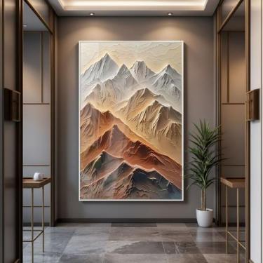 Imagem de Quadro com Moldura e Acrilico Cristal Vidro Montanhas Terracota para S