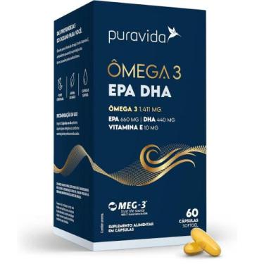 Imagem de Ômega 3 EPA DHA MEG-3 + Vitamina E 60 Cápsulas - Puravida