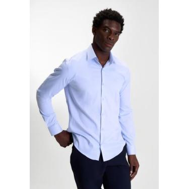 Imagem de Camisa docthos tailor fit manga longa bambu maquineta, 057 azul claro,