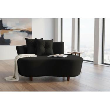 Imagem de Namoradeira Sofá Feijão Suria 150cm Orgânica Suede Preto - Mansão Deco