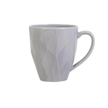 Imagem de Caneca Chá Café Cinza Relevo Edros 338 ml Germer Porcelanas