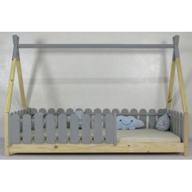 Imagem de Cama Montessoriana Solteirão Cabana Colorida Madeira Maciça Pinus - Pi