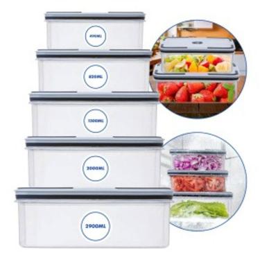 Imagem de Kit 5 Potes Herméticos Premium - Organização Total e Alimentos Sempre Frescos
