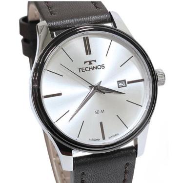 Imagem de Relógio Technos Masculino Analógico Classic Steel Couro 2115MPP/1K
