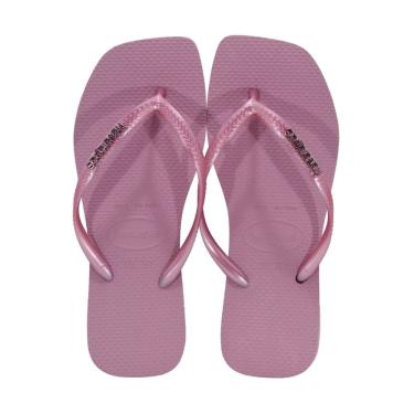 Imagem de Chinelo Havaianas Slim Square Logo Metallic Rosa